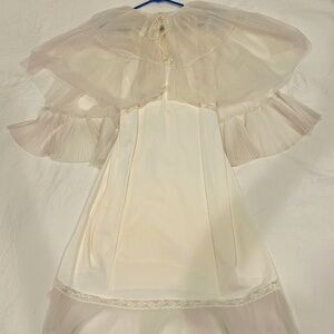 Vintage 1950s silk slip gown with cape - S/M